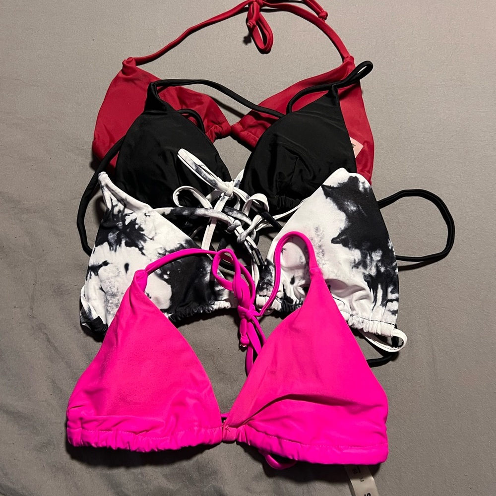 Trendy Bikini Top Set - Red, Black, Pink